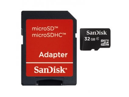 SanDisk microSDHC 32 GB, class 4 + adaptér