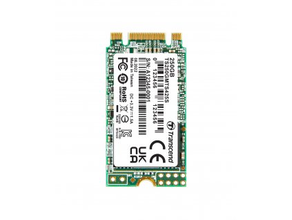 TRANSCEND MTS425S 250GB SSD disk M.2 2242, SATA III 6Gb/s (3D TLC), 500MB/s R, 330MB/s W