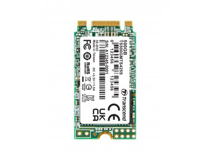 TRANSCEND MTS425S 500GB SSD disk M.2 2242, SATA III 6Gb/s (3D TLC), 530MB/s R, 480MB/s W