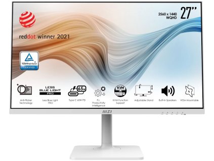 MSI Modern MD272QPW/ 27"/ 2560x1440/ IPS/ 4ms/ 300cd/m2/ 1000:1/ HDMI/ DP/ USB/ USB-C/ bílý