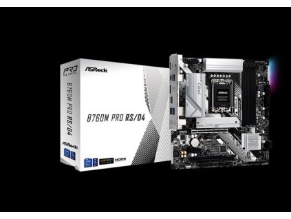 ASROCK B760M PRO RS/D4 (intel 1700 12+13gen, 4xDDR4 5333MHz, 4xSATA3, 2x M.2, HDMI+DPort, 1xGLAN, mATX)