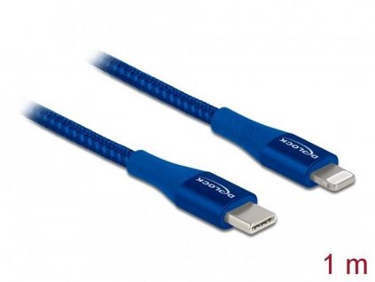 Delock Datový a nabíjecí kabel USB Type-C™ na Lightning™ pro iPhone™, iPad™ a iPod™ modrý 1 m MFi