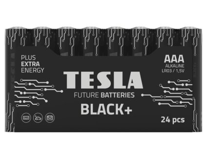 TESLA BLACK+ alkalická baterie AAA (LR03, mikrotužková, fólie) 24 ks