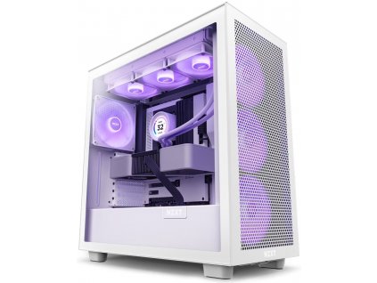 NZXT skříň H7 Flow RGB edition / ATX / 3x 140 mm fan / USB-C / 2x USB / prosklená bočnice / mesh panel / RGB / bílá