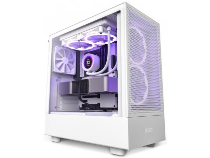 NZXT skříň H5 Flow edition / 2x120 mm fan / USB 3.0 / USB-C 3.1 / průhledná bočnice / mesh panel / bílá