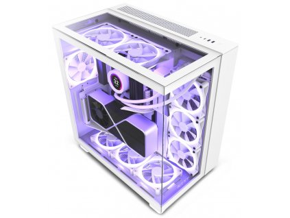 NZXT skříň H9 Elite dvoukomorová ATX / 3xRGB 120 mm / 1x 120mm fan / prosklená / RGB&fan controler / bílá