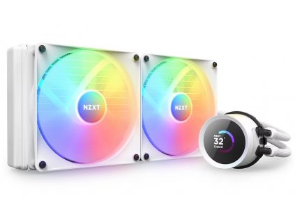 NZXT vodní chladič Kraken 280 RGB / 2x140mm fan / 4-pin PWM / LCD disp. / 6 let / bílý