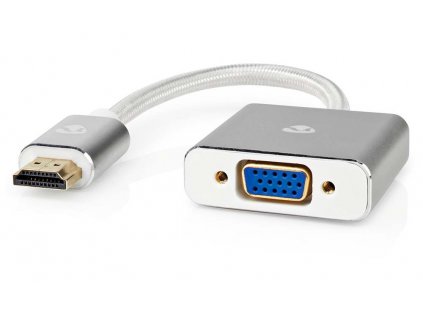 NEDIS PROFIGOLD adaptér HDMI/VGA/ konektor HDMI - VGA zásuvka/ hliník/ stříbrný/ BOX/ 20cm