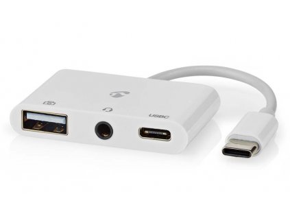 NEDIS USB 2.0 multiport adaptér/ zástrčka USB-C/ zásuvka USB-A/ zásuvka USB-C/ zásuvka 3,5 mm/ 480 Mbps/ kulatý/ blistr