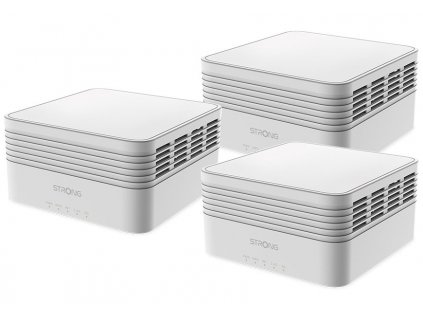 STRONG sada 3 ATRIA Wi-Fi Mesh Home TRIO PACK AX3000/ Wi-Fi 802.11a/b/g/n/ac/ax/ 2402 Mbit/s/ 2,4GHz a 5GHz/ 3x LAN/bílý