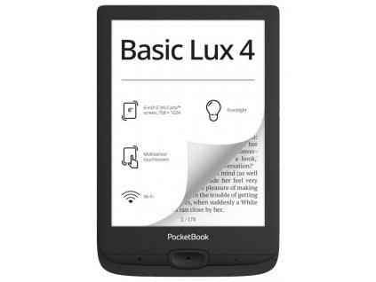 POCKETBOOK e-book reader 618 BASIC LUX 4 INK BLACK/ 8GB/ 6"/ Wi-Fi/ micro SD/ čeština/ černá