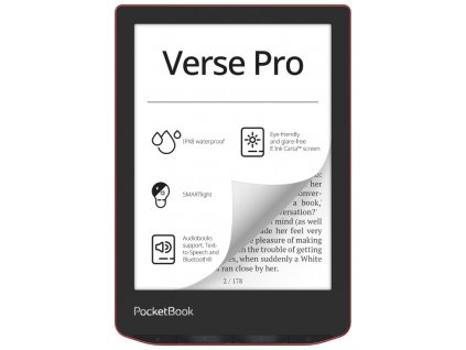 POCKETBOOK e-book reader 634 Verse Pro Passion Red/ 16GB/ 6"/ Wi-Fi/ BT/ USB-C/ čeština/ červená