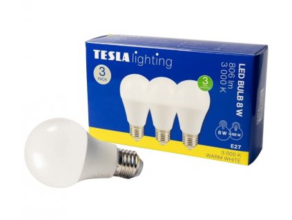 Tesla LED žárovka BULB 3ks E27/8W/230V/806lm/25 000h/3000K teplá bílá/220st