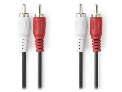 NEDIS stereo audio kabel RCA/ 2× zástrčka RCA - 2× zástrčka RCA/ černý/ bulk/ 1m