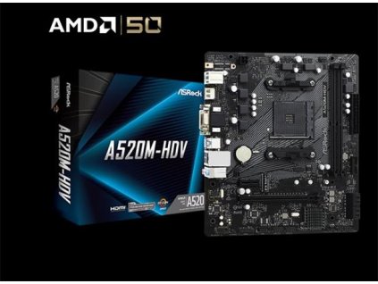 ASROCK MB A520M-HDV (AM4, amd A520, mATX, 2xDDR4 4733+, VGA+DVI+HDMI )