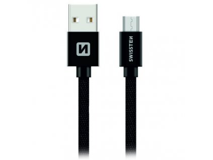 Swissten Datový Kabel Textile Usb / Micro Usb 0,2 M Černý