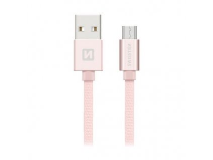 Swissten Datový Kabel Textile Usb / Micro Usb 1,2 M Růžovo/Zlatý