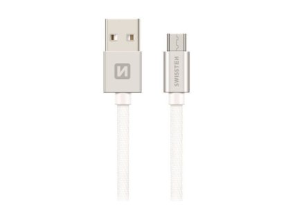 Swissten Datový Kabel Textile Usb / Micro Usb 2,0 M Stříbrný