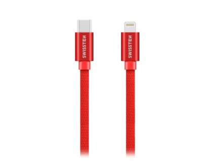 Swissten Datový Kabel Textile USB-C / Lightning 1,2 M Červený