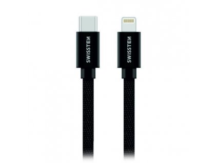 Swissten 71526201 USB 2.0 typ C na Lightning, USB 2.0, zástrčka C - zástrčka Lightning, MFi, opletený, 1,2m, černý