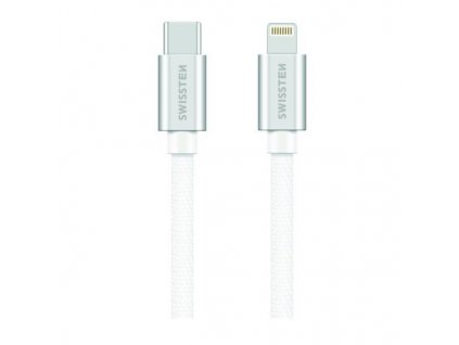 Swissten 71526203 USB 2.0, zástrčka C - zástrčka Lightning, MFi, opletený, 1,2m, stříbrný