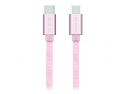 Swissten Datový Kabel Textile USB-C / USB-C 1,2 M Růžovo/Zlatý