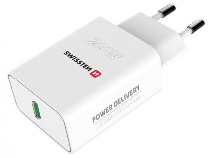 Swissten síťový adaptér Power Delivery 25 W pro iPhone a Samsung (ECO balení) bílý