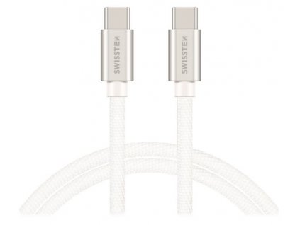 Swissten datový kabel USB-C / USB-C s textilním opletem, 2,0 M Stŕíbrný