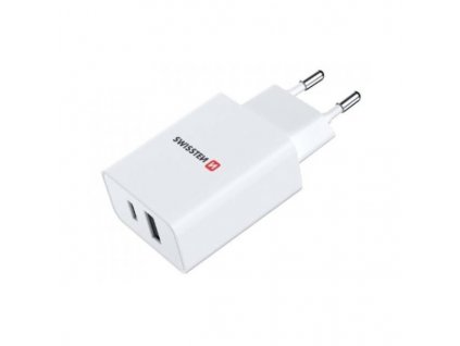 Swissten Síťový Adaptér 1x USB-C + 1x USB 2,1A 10,5W Bilý