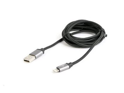 CABLEXPERT Kabel USB 2.0 Lightning (IP5 a vyšší) nabíjecí a synchronizační kabel, opletený, 1,8m, černý, blister