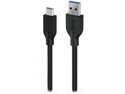 GENIUS nabíjecí kabel ACC-A2CC-3A, 100cm, USB-A na USB-C, 3A, QC3.0, opletený, černý