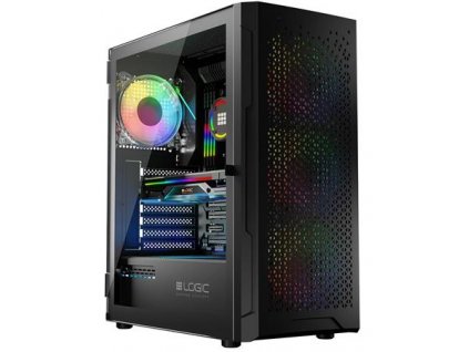 LOGIC PC skříň Aramis ARGB MIDI 1x USB 3.0, 2x USB 2.0 + audio, černá, bez zdroje