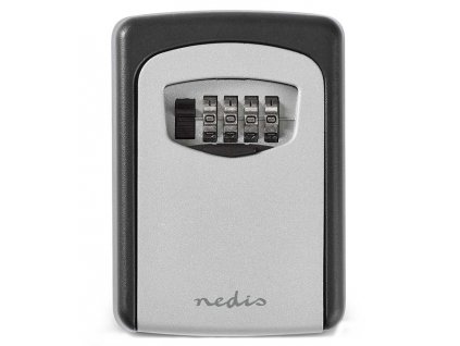NEDIS trezor na klíče/ kombinace Dial Lock/ 2 klíče/ vnitřní a venkovní/ hliník/ černo-šedý