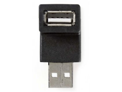 NEDIS adaptér USB 2.0/ zástrčka USB-A - zásuvka USB-A zásuvka/ 480 Mbps/ kulatý/ poniklovaný/ PVC/ černý/ blistr