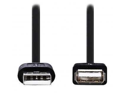 NEDIS prodlužovací kabel USB 2.0/ zástrčka USB-A - zásuvka USB-A/ poniklované konektory/ černý/ bulk/ 2m