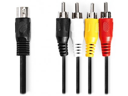 NEDIS redukční audio kabel DIN/ 5pin zástrčka DIN - 4× zástrčka RCA/ černý/ bulk/ 1m