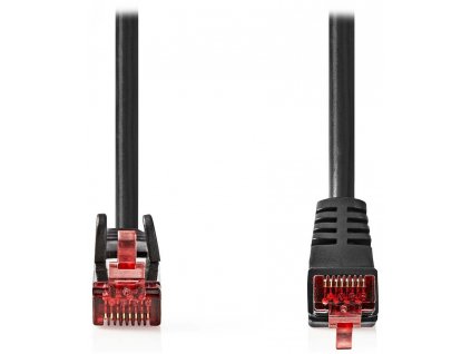 NEDIS síťový kabel CAT6/ zástrčka RJ45 - zástrčka RJ45/ úhlový z jedné strany/ černý/ 2 m