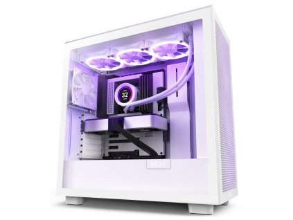 NZXT skříň H7 Flow edition / ATX / 2x 120 mm fan / USB-C / 2x USB / prosklená bočnice / mesh panel / bílá