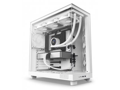 NZXT skříň H6 Flow dvoukomorová / MidT / 3x120mm fan / 2xUSB 3.2 / USB-C / prosklená bočnice i čelo / bílá