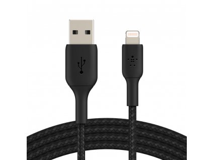 BELKIN kabel oplétaný USB-A - Lightning, 1m, černý