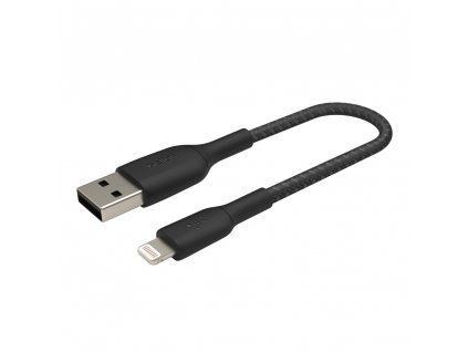 BELKIN kabel oplétaný USB-A - Lightning 15cm, čern