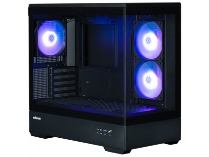 Zalman skříň P30 Black / miniT / 3x120mm fan ARGB / USB 3.0 / USB-C / temperované sklo / černý