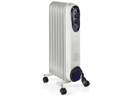 NEDIS přenosný olejový radiátor/ termostat/ spotřeba 1500 W/ 7 žeber/ 3 nastavení teploty/ ochrana proti převrácení/bílý
