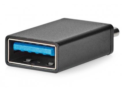 NEDIS USB-C adaptér/ USB 3.2 Gen 1/ zástrčka USB-C/ zásuvka USB-A/ 5 Gbps/ OTG/ kulatý/ poniklovaný/ černý/ blistr