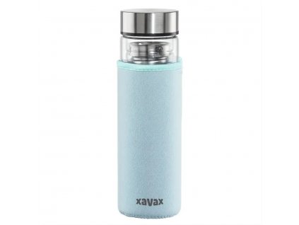 Láhev XAVAX To Go, skleněná na horké/studené/sycené nápoje, 450 ml, sítko, neoprenový obal
