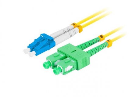 LANBERG optický patch cord SM LC/UPC-SC/APC duplex 1m LSZH G657A1 průměr 3mm žlutá