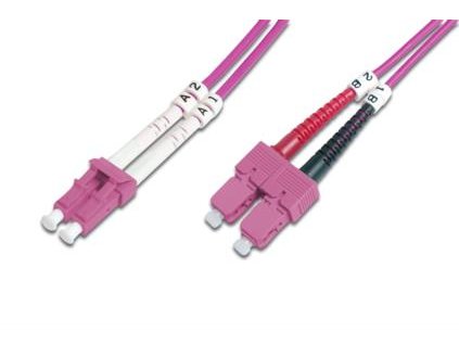 DIGITUS Fiber Optic Patch Cord, LC to SC, Multimode OM4 - 50/125 µ, Duplex, color RAL4003 Length 1m