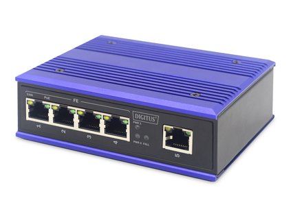 DIGITUS Professional Industrial 4-Port Fast Ethernet PoE Switch + 1 uplink port