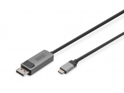 DIGITUS 8K@30Hz. USB type C na DP, Adaptérový kabel HBR3, hliníkové pouzdro, černá 2m
