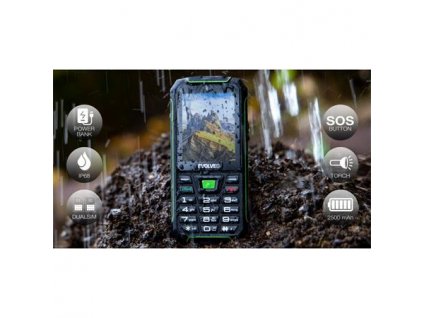 EVOLVEO StrongPhone W4, vodotěsný odolný Dual SIM telefon, černo-zelená